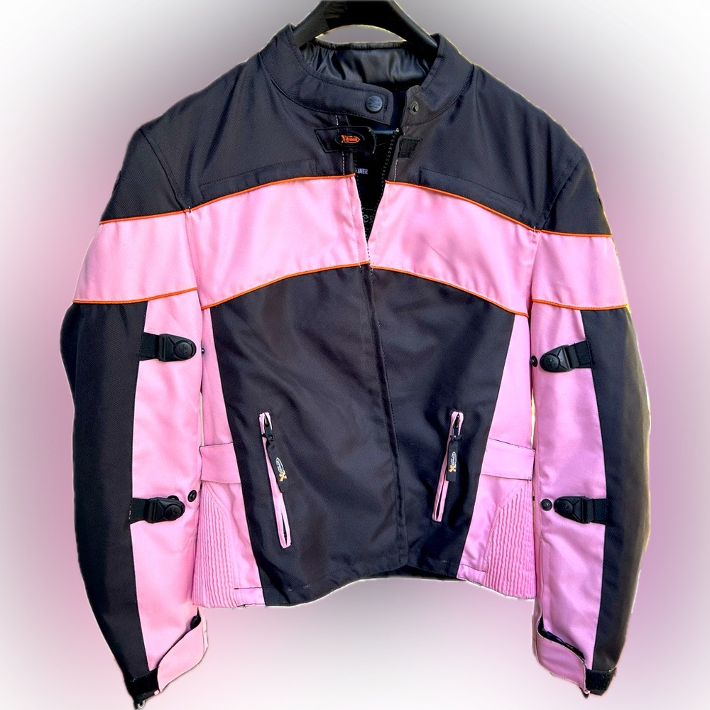 Xelement CF462 Ladies Pinky Motorcycle Jacket with X-Armor Protection.